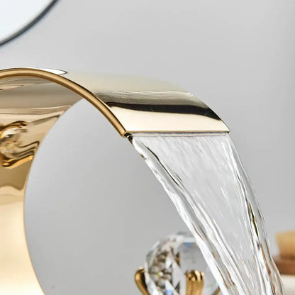 Modern gold crystal waterfall basin faucet bathroom sink tap
