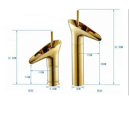Modern gold crystal wine glass basin faucet bathroom waterfall design