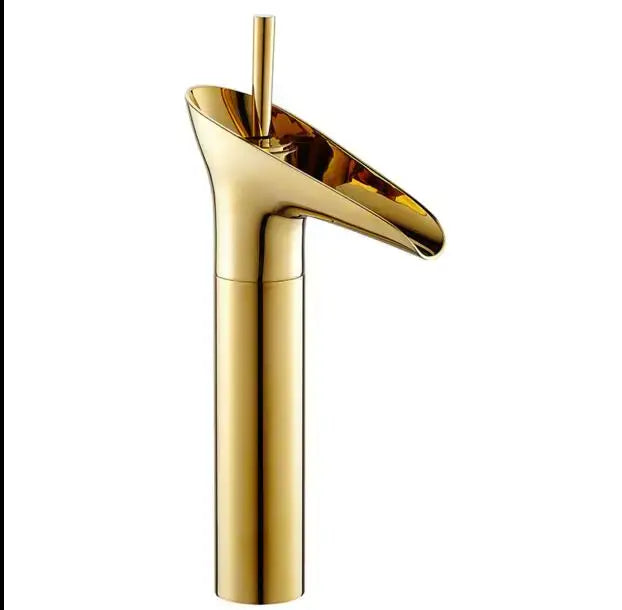 Modern gold crystal wine glass basin faucet bathroom waterfall design