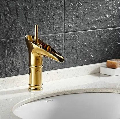 Modern gold crystal wine glass basin faucet bathroom waterfall design