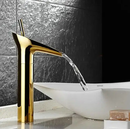 Modern gold crystal wine glass basin faucet bathroom waterfall design