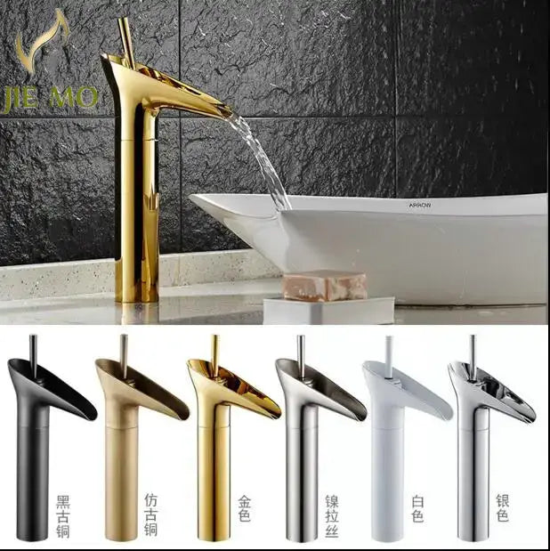 Modern gold crystal wine glass basin faucet bathroom waterfall design