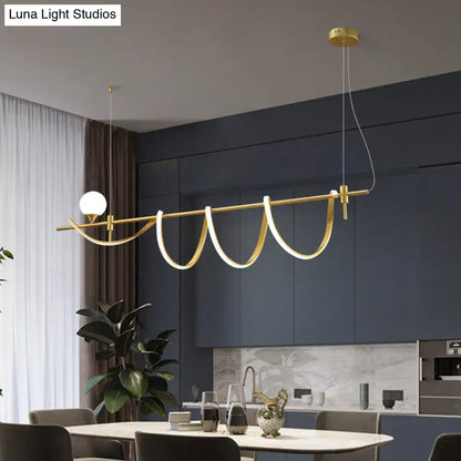 Modern gold curve island light kitchen led pendant with glass ball