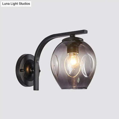 Modern gold curved arm glass wall sconce bedroom light