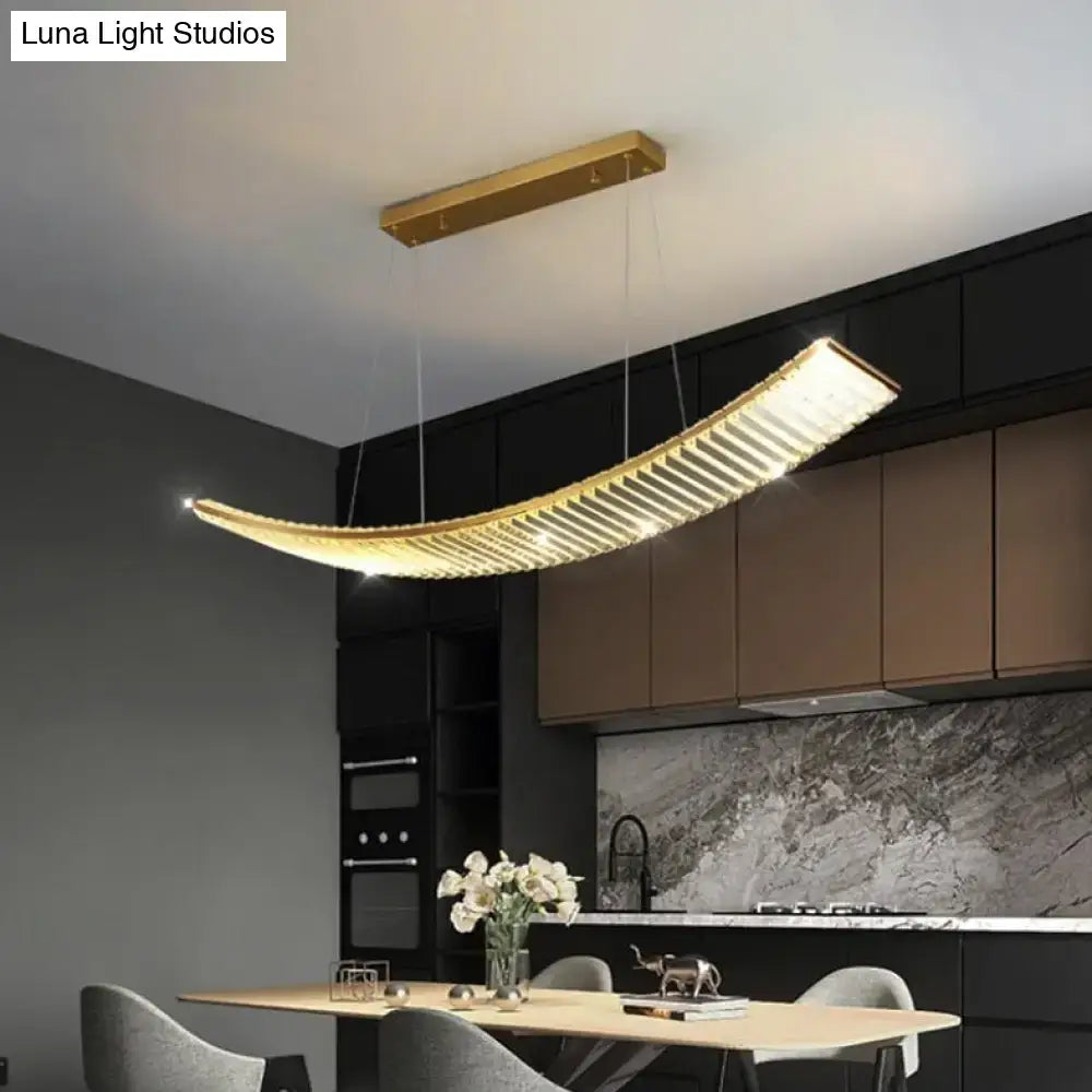 Modern gold curved crystal chandelier dining room suspended crystal