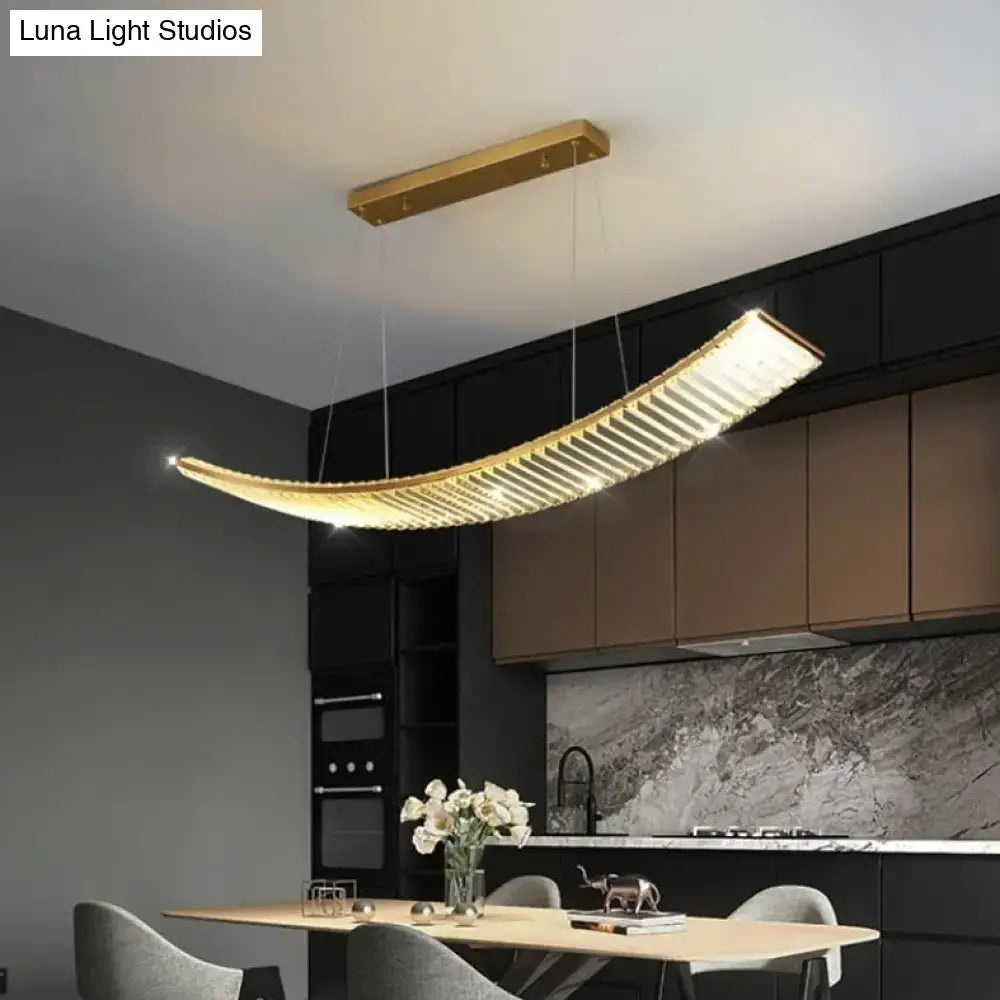 Modern gold curved crystal chandelier dining room suspended crystal