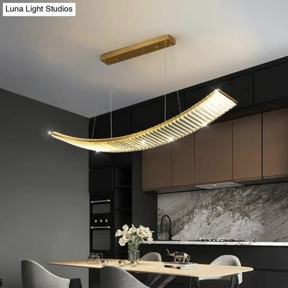 Modern gold curved crystal chandelier dining room suspended crystal