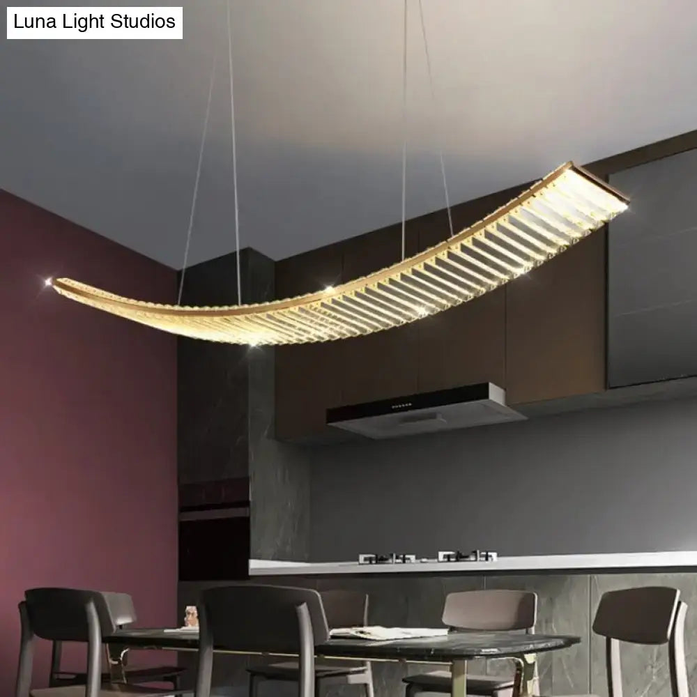 Modern gold curved crystal chandelier dining room suspended crystal