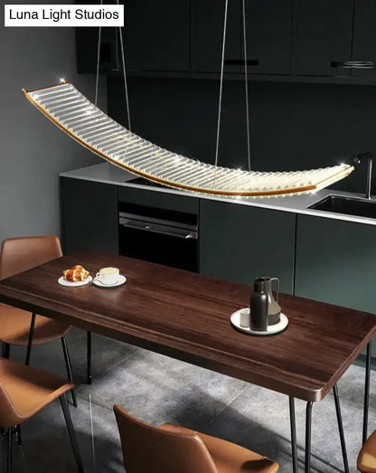 Modern gold curved crystal chandelier dining room suspended crystal