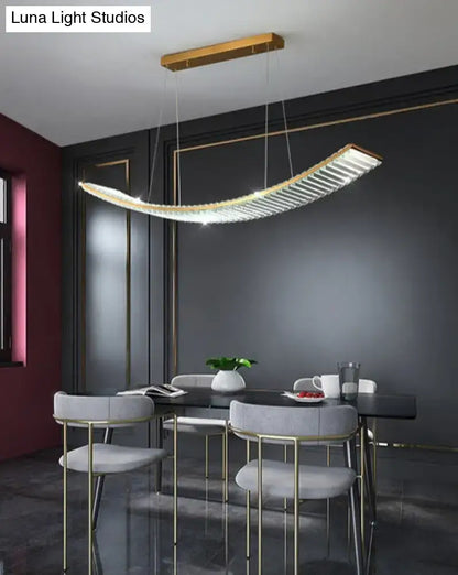 Modern gold curved crystal chandelier dining room suspended crystal