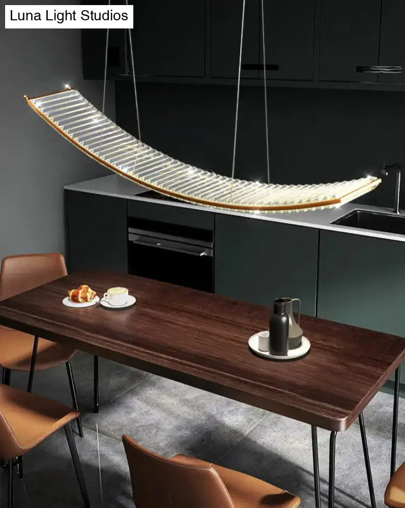 Modern gold curved crystal chandelier dining room suspended crystal