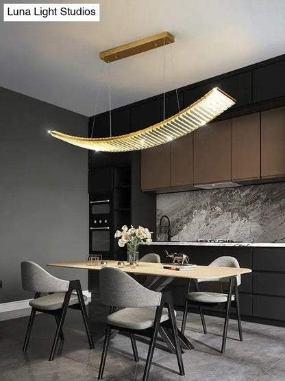 Modern gold curved crystal chandelier dining room suspended crystal