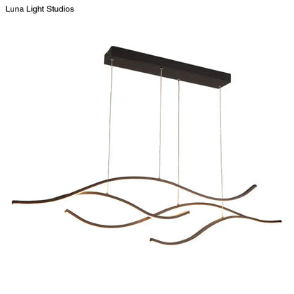 Modern gold curved led metal pendant light kitchen lighting fixture