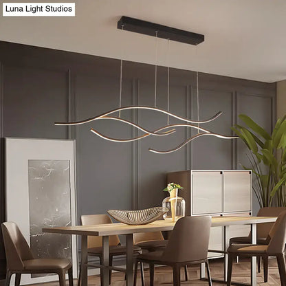 Modern gold curved led metal pendant light kitchen lighting fixture