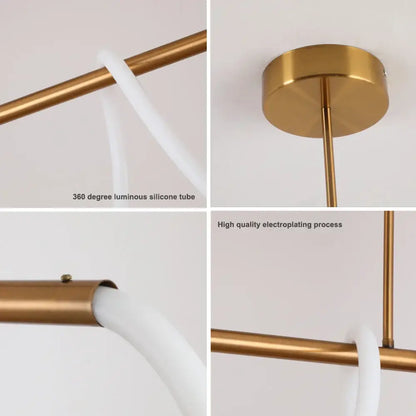 Modern gold curved led pendant lights for living room