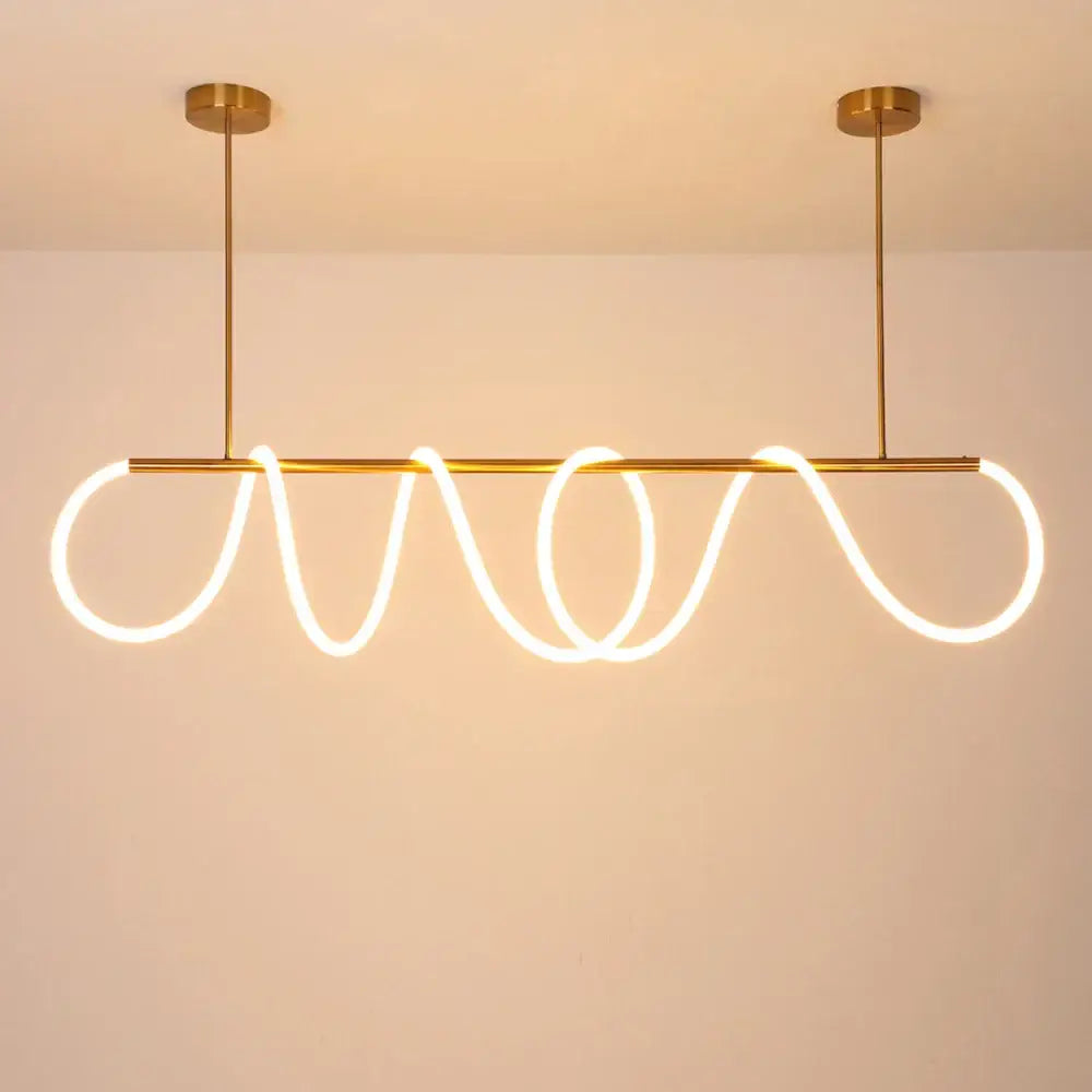 Modern gold curved led pendant lights for living room