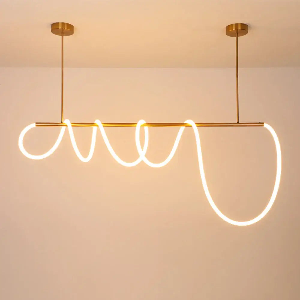 Modern gold curved led pendant lights for living room