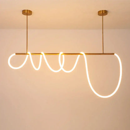 Modern gold curved led pendant lights for living room