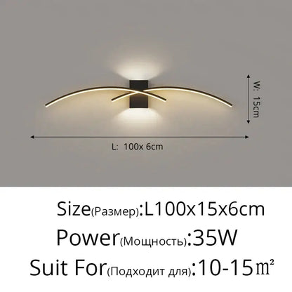 Modern gold curved led wall lamp bedroom ambient light