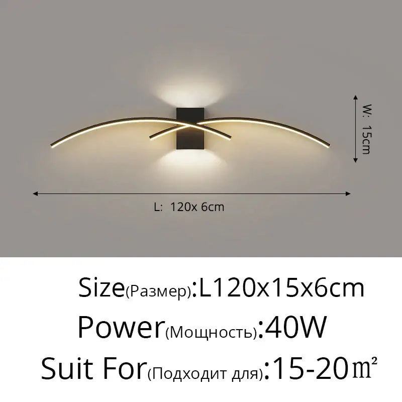 Modern gold curved led wall lamp bedroom ambient light