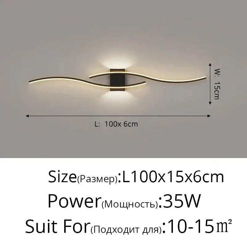 Modern gold curved led wall lamp bedroom ambient light