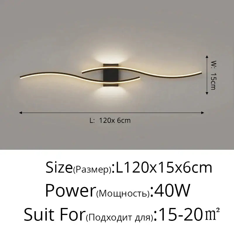Modern gold curved led wall lamp bedroom ambient light