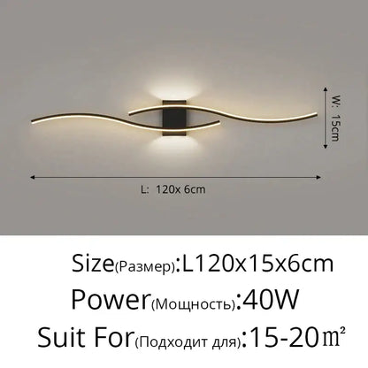 Modern gold curved led wall lamp bedroom ambient light