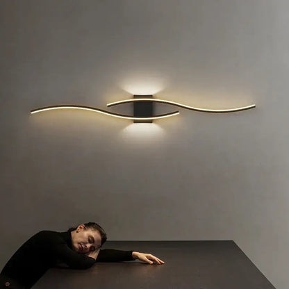 Modern gold curved led wall lamp bedroom ambient light