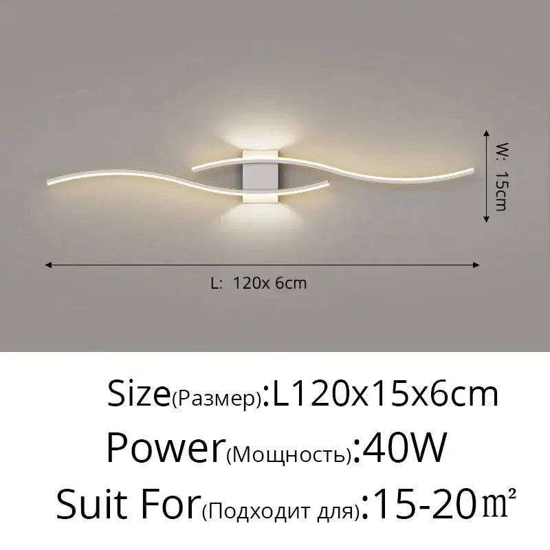 Modern gold curved led wall lamp bedroom ambient light