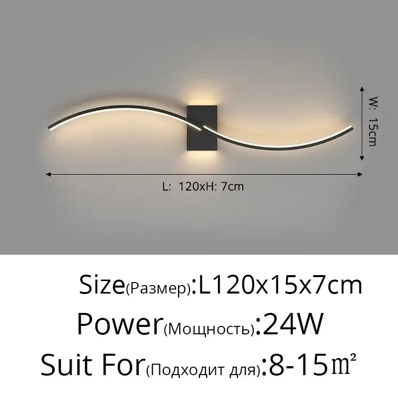 Modern gold curved led wall lamp for living room bedroom