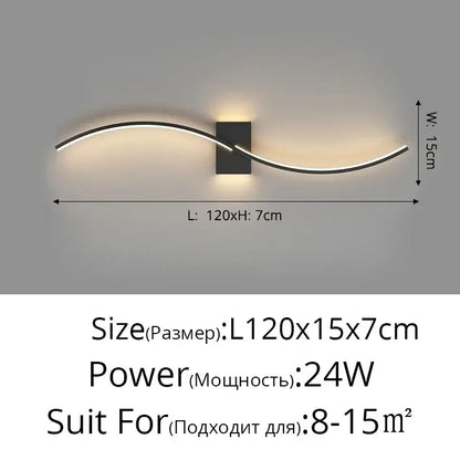 Modern gold curved led wall lamp for living room bedroom