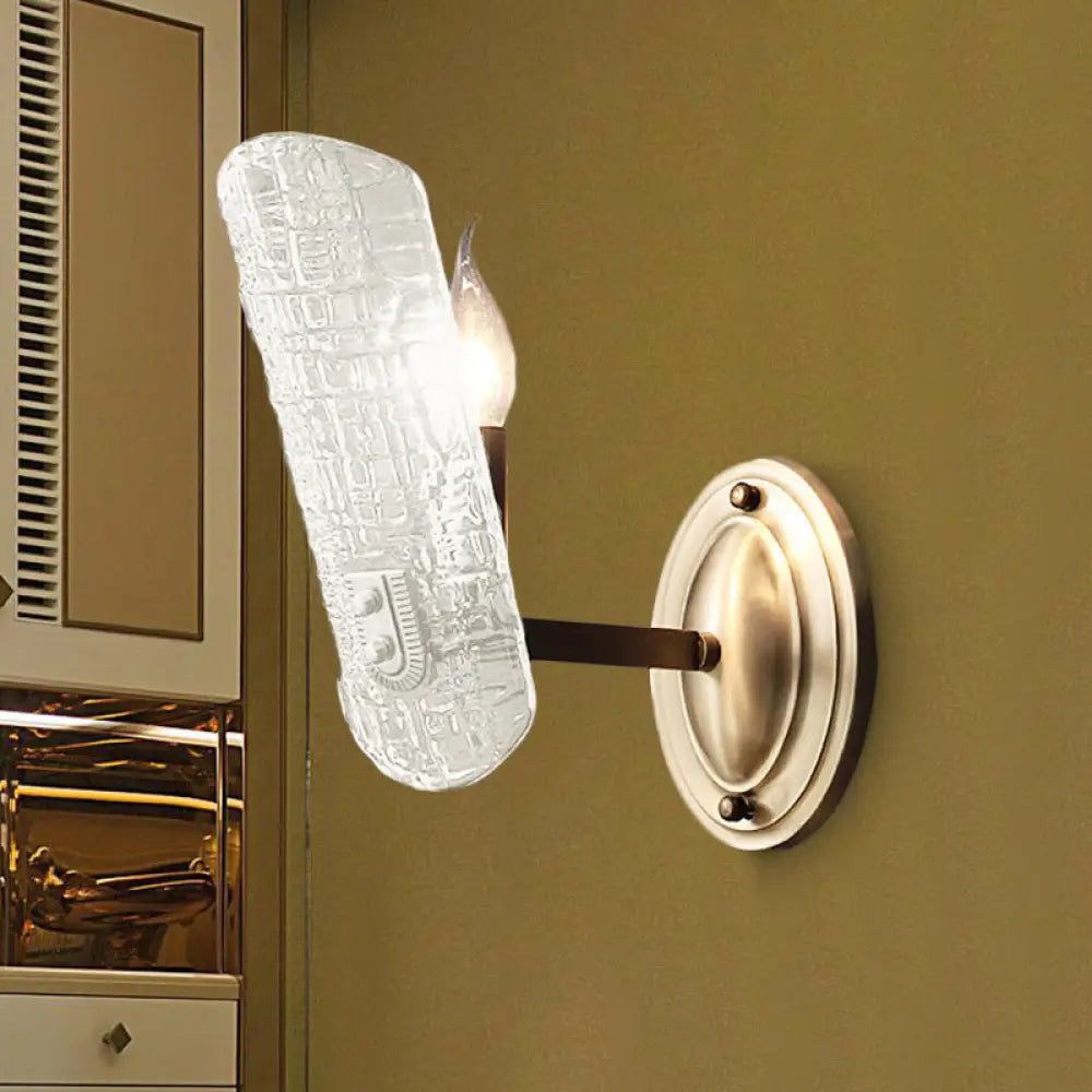 DecorBites™ Modern Gold Curved Wall Mount Sconce with Clear Water Glass - 1/2 Lights for Living Room