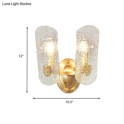 DecorBites™ Modern Gold Curved Wall Mount Sconce with Clear Water Glass - 1/2 Lights for Living Room