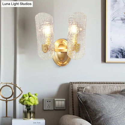 DecorBites™ Modern Gold Curved Wall Mount Sconce with Clear Water Glass - 1/2 Lights for Living Room