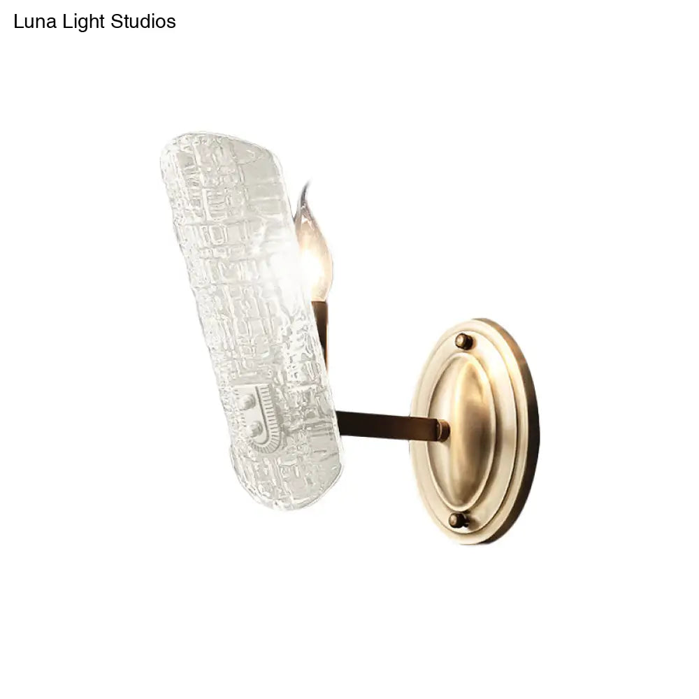 DecorBites™ Modern Gold Curved Wall Mount Sconce with Clear Water Glass - 1/2 Lights for Living Room