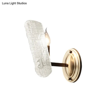 DecorBites™ Modern Gold Curved Wall Mount Sconce with Clear Water Glass - 1/2 Lights for Living Room