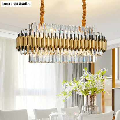 Modern gold cut crystal chandelier dining room light kit