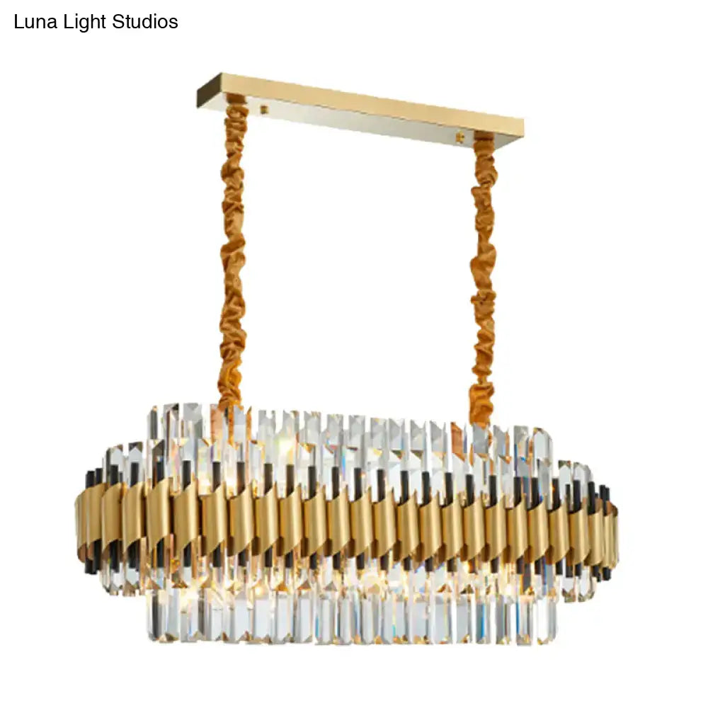 Modern gold cut crystal chandelier dining room light kit