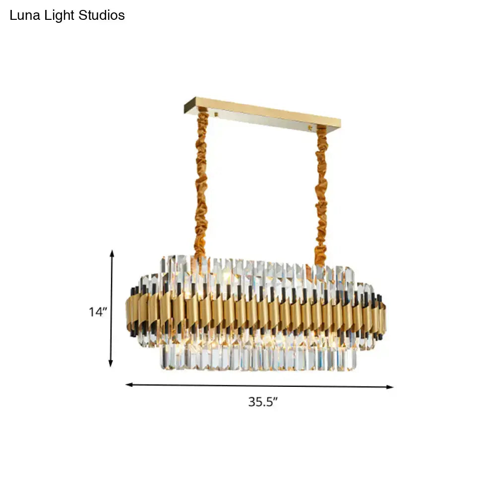 Modern gold cut crystal chandelier dining room light kit