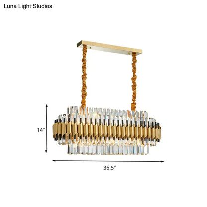 Modern gold cut crystal chandelier dining room light kit