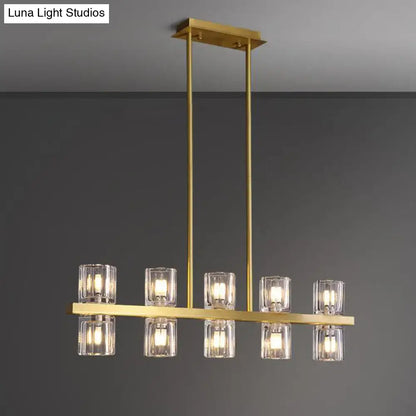 Modern gold cylinder island light fixture dining room chandelier