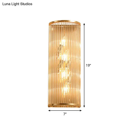 Modern gold cylinder wall mount crystal rod sconce hallway lamp