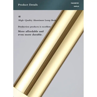 Modern gold cylindrical led pendant light bedroom spotlight