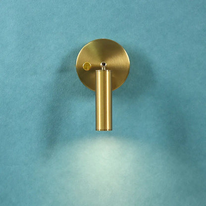 Modern gold cylindrical led wall lamp for bedroom with knob switch