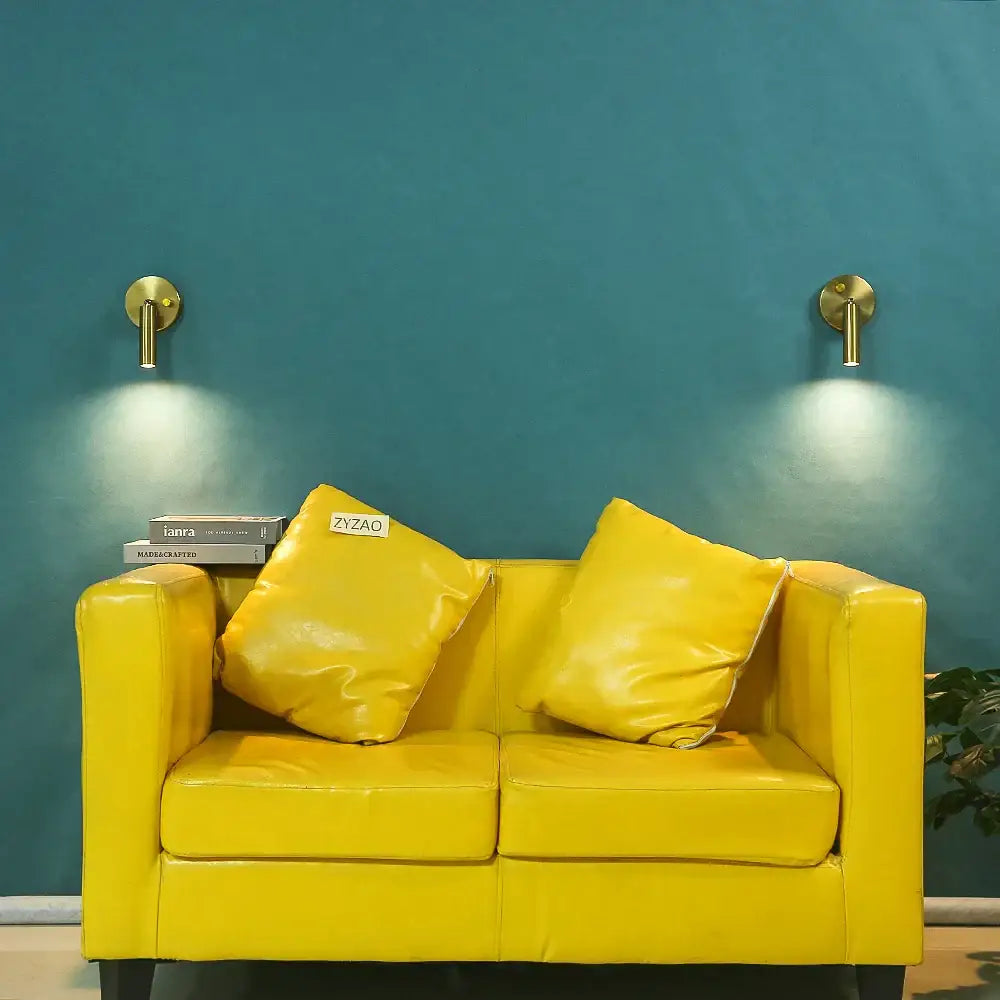 Modern gold cylindrical led wall lamp for bedroom with knob switch