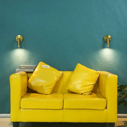 Modern gold cylindrical led wall lamp for bedroom with knob switch
