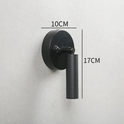 Modern gold cylindrical led wall lamp for bedroom with knob switch