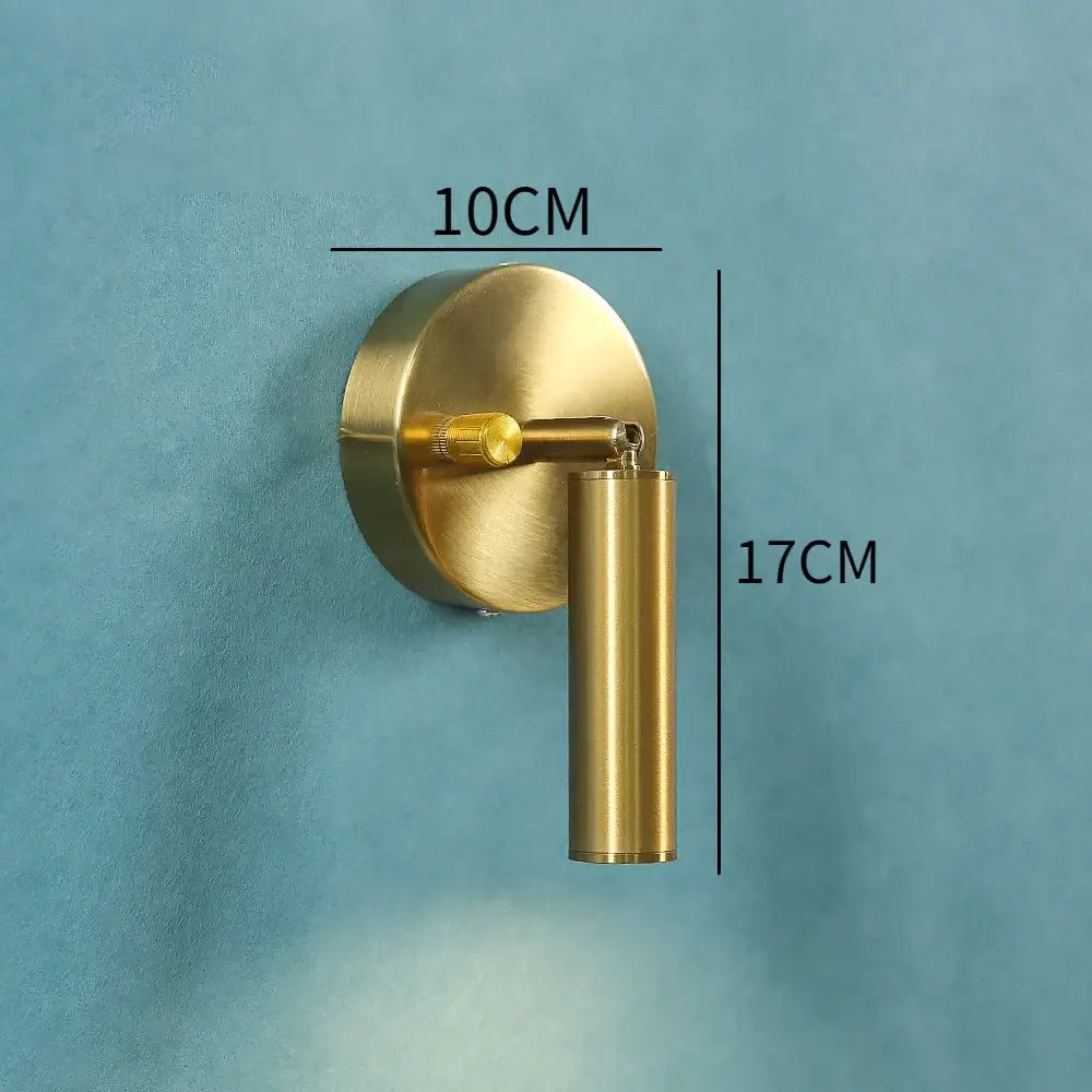 Modern gold cylindrical led wall lamp for bedroom with knob switch