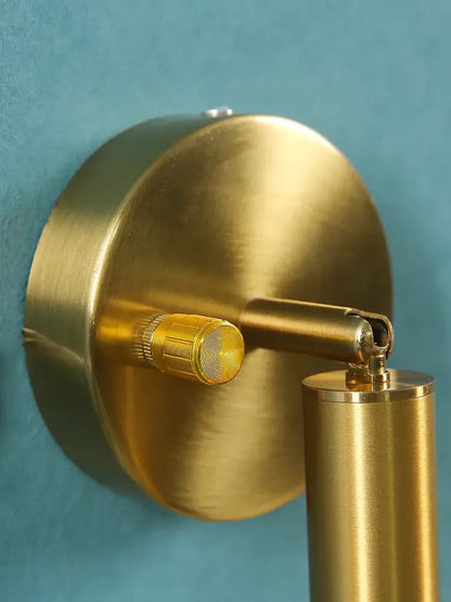 Modern gold cylindrical led wall lamp for bedroom with knob switch