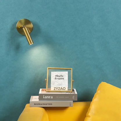 Modern gold cylindrical led wall lamp for bedroom with knob switch
